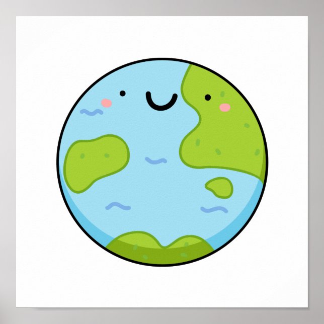 Cute Kawaii Planet Earth Poster (Front)