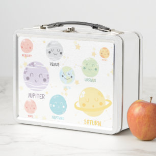 Cute Kawaii Planetary Solar System Astronomy Metal Lunch Box
