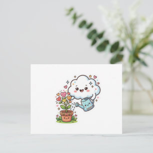 Cute Kawaii Plant Kindness Cute Cloud and FSticker Announcement Postcard