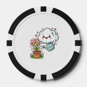 Cute Kawaii Plant Kindness Cute Cloud and FSticker Poker Chips