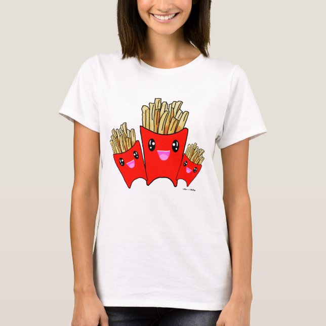 Cute kawaii potato French fries foodie fast food T-Shirt (Front)