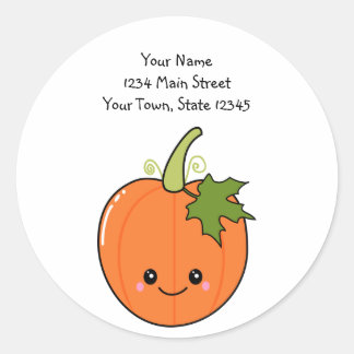 Cute Kawaii Pumpkin Classic Round Sticker