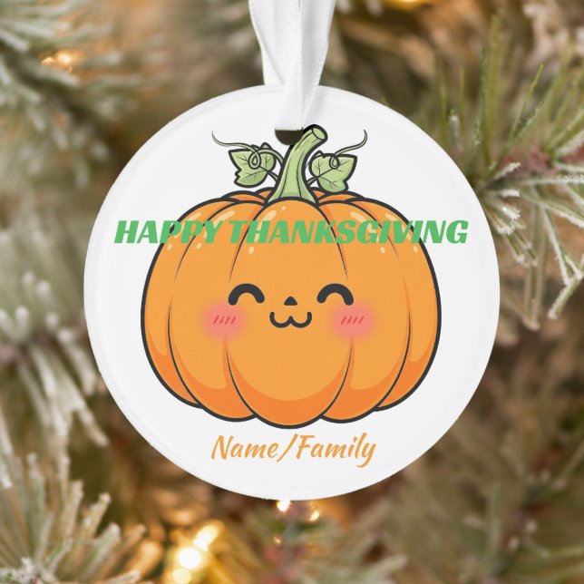Cute Kawaii Pumpkin Face - Thanksgiving Ornament (Tree)
