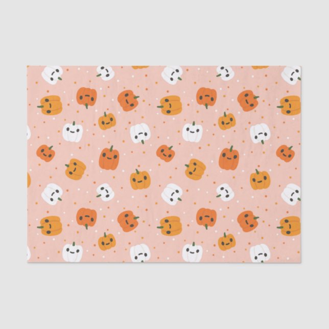 Cute Kawaii Pumpkin Faces Pattern Tissue Paper (Front)