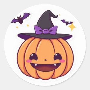 Cute Kawaii Pumpkin Witch Halloween Sticker