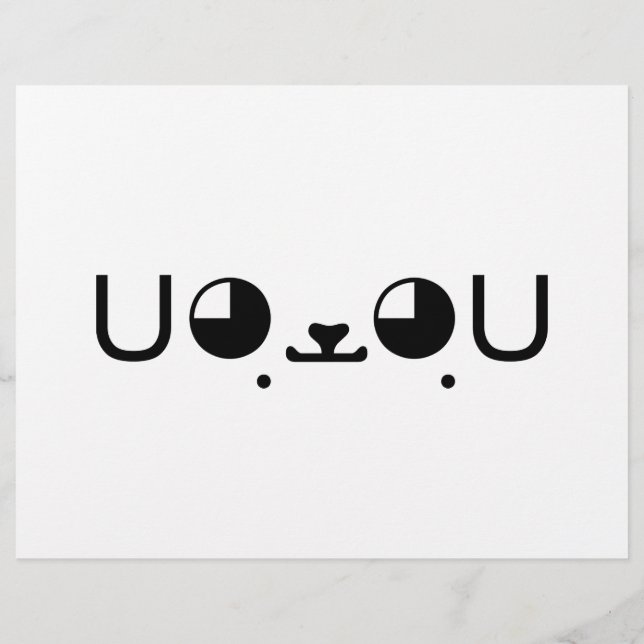 Cute Kawaii Puppy Dog Japanese Kaomoji Emoticon Flyer (Back)