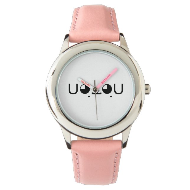 Cute Kawaii Puppy Dog Japanese Kaomoji Emoticon Watch (Front)
