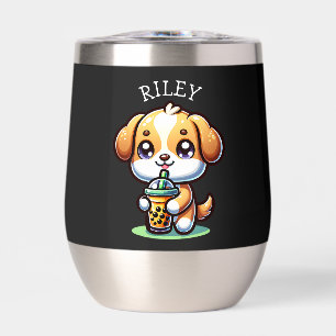 Cute Kawaii Puppy Dog with Bubble Tea Personalised