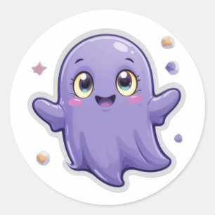 Cute Kawaii Purple Ghost Sticker – Happy Halloween