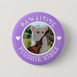 Cute Kawaii Purple Pawsitive Plushie Vibes Photo 6 Cm Round Badge