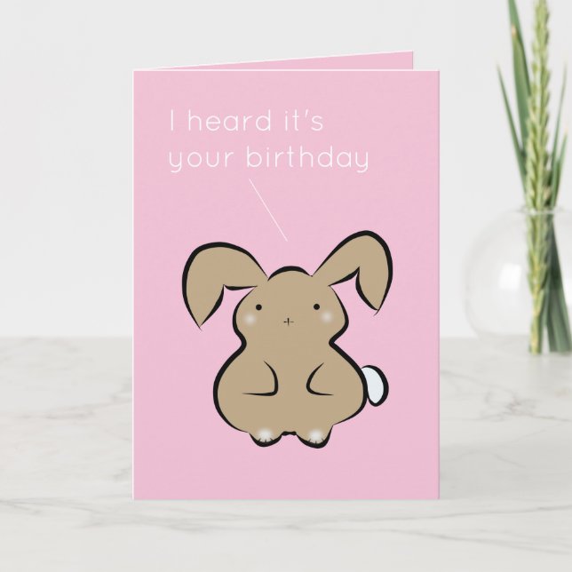 Cute kawaii rabbit pink personalised birthday card (Front)
