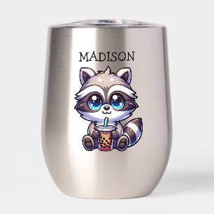 Cute Kawaii Racoon with Bubble Tea Personalised