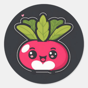 Cute Kawaii Radish Classic Round Sticker