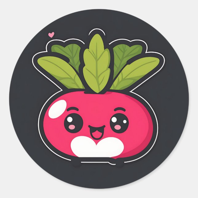 Cute Kawaii Radish Classic Round Sticker (Front)