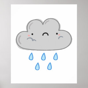 Cute Kawaii Rain Cloud Poster