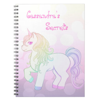 Cute kawaii rainbow coloured unicorn pony notebook