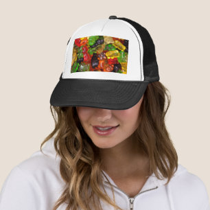 cute kawaii rainbow colourful candy bear gummy trucker hat