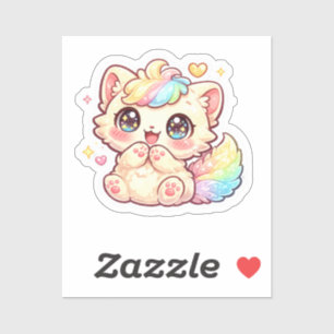 Cute Kawaii Rainbow Kitten Pastel Fluffy Cat Stick