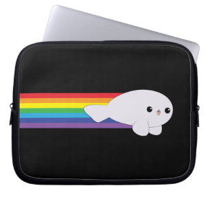Cute Kawaii Rainbow Rocket Baby Seal laptop sleeve