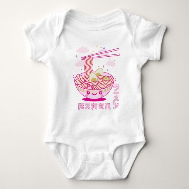 Cute Kawaii Ramen Anime Noodles Ramen Girls, Teens Baby Bodysuit (Front)