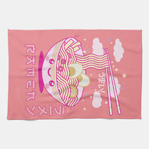 Cute Kawaii Ramen Anime Noodles Ramen Girls, Teens Tea Towel