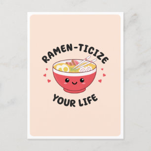 Cute Kawaii Ramen Asian Food Pun Romantic Love Postcard