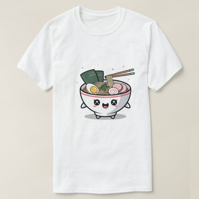 Cute Kawaii Ramen Bowl T-Shirt (Design Front)