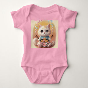 Cute Kawaii Ramen Cat Baby Bodysuit – Adorable Noo