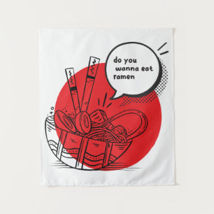 Cute Kawaii Ramen - Funny Japanese Food  Tapestry