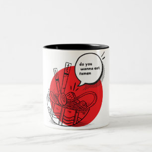 Cute Kawaii Ramen - Funny Japanese Food  Two-Tone Coffee Mug