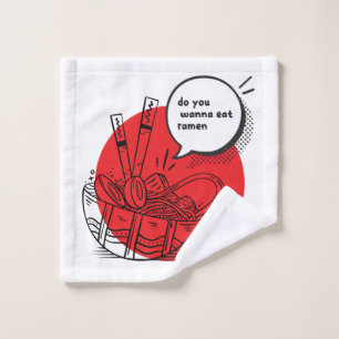 Cute Kawaii Ramen - Funny Japanese Food  Wash Cloth