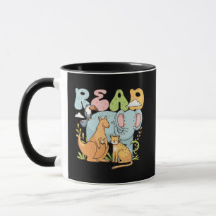 Cute Kawaii Reading Animals Pastel Retro READ Mug