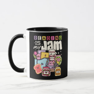 Cute Kawaii Reading Is My Jam Pastel Bookworm Mug