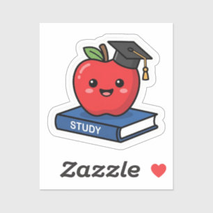 Cute Kawaii Red Apple Wearing Graduation Cap Smart