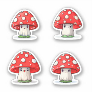 Cute Kawaii Red Cap Mushroom Sticker Pack