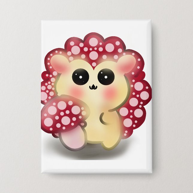 Cute Kawaii Red Mushroom Hedgehog Toadstool Art (Front)