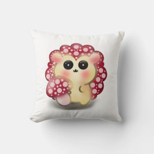 Cute Kawaii Red Mushroom Hedgehog Toadstool Art Cushion