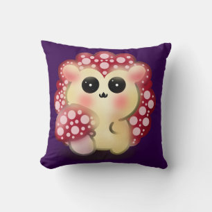 Cute Kawaii Red Mushroom Hedgehog Toadstool Art Cushion
