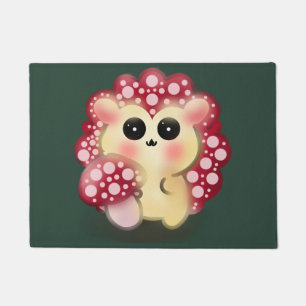 Cute Kawaii Red Mushroom Hedgehog Toadstool Art Doormat