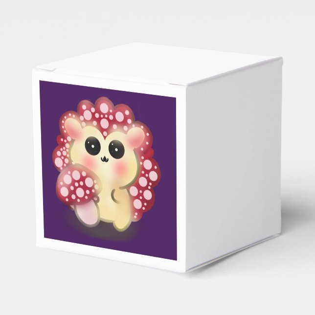 Cute Kawaii Red Mushroom Hedgehog Toadstool Art Favour Box (Front Side)