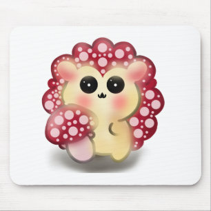 Cute Kawaii Red Mushroom Hedgehog Toadstool Art Mouse Pad