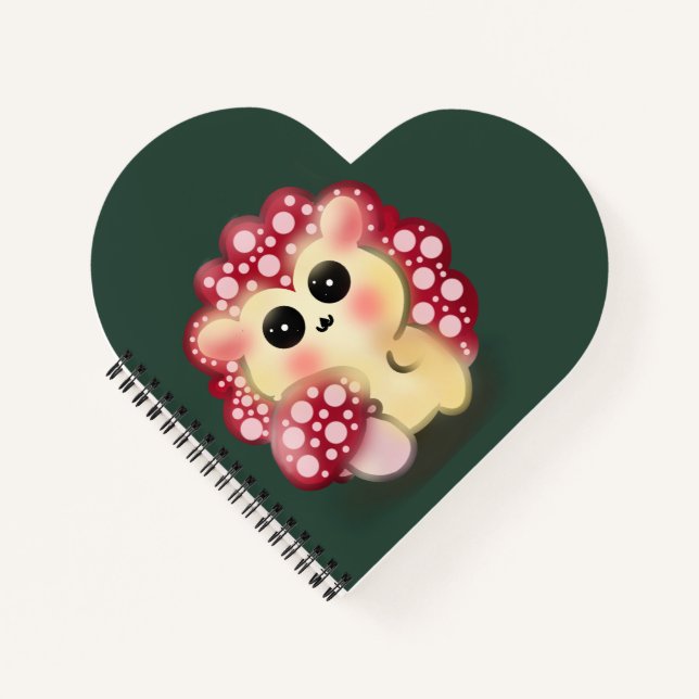 Cute Kawaii Red Mushroom Hedgehog Toadstool Art Notebook (Front)