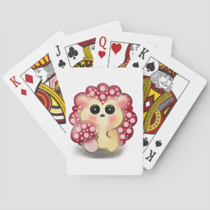 Cute Kawaii Red Mushroom Hedgehog Toadstool Art Playing Cards
