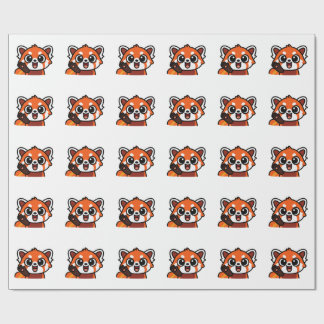 Cute Kawaii Red Panda Pattern Wrapping Paper for G