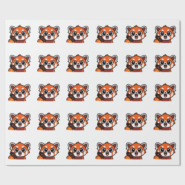 Cute Kawaii Red Panda Pattern Wrapping Paper for G (Flat)
