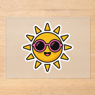 Cute Kawaii Retro Sun Wearing Pink Sunglasses Summ Acrylic Invitations