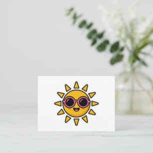 Cute Kawaii Retro Sun Wearing Pink Sunglasses Summ Business Card