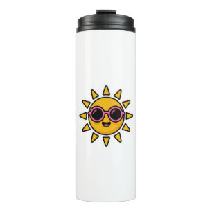 Cute Kawaii Retro Sun Wearing Pink Sunglasses Summ Thermal Tumbler