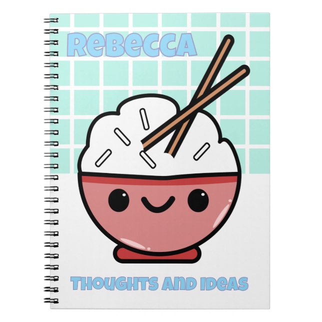 Cute Kawaii Rice Bowl – Personalised  Notebook (Front)