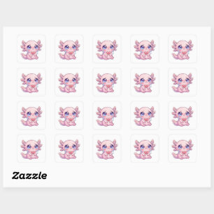 Cute Kawaii Sad Axolotl Crying with Broken Heart S Square Sticker